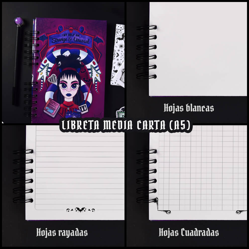 Beetlejuice Kit de Papelería. Da rienda suelta a tu creatividad con un toque macabro.