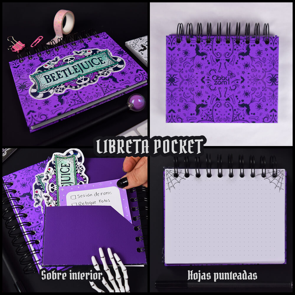 Beetlejuice Kit de Papelería. Da rienda suelta a tu creatividad con un toque macabro.