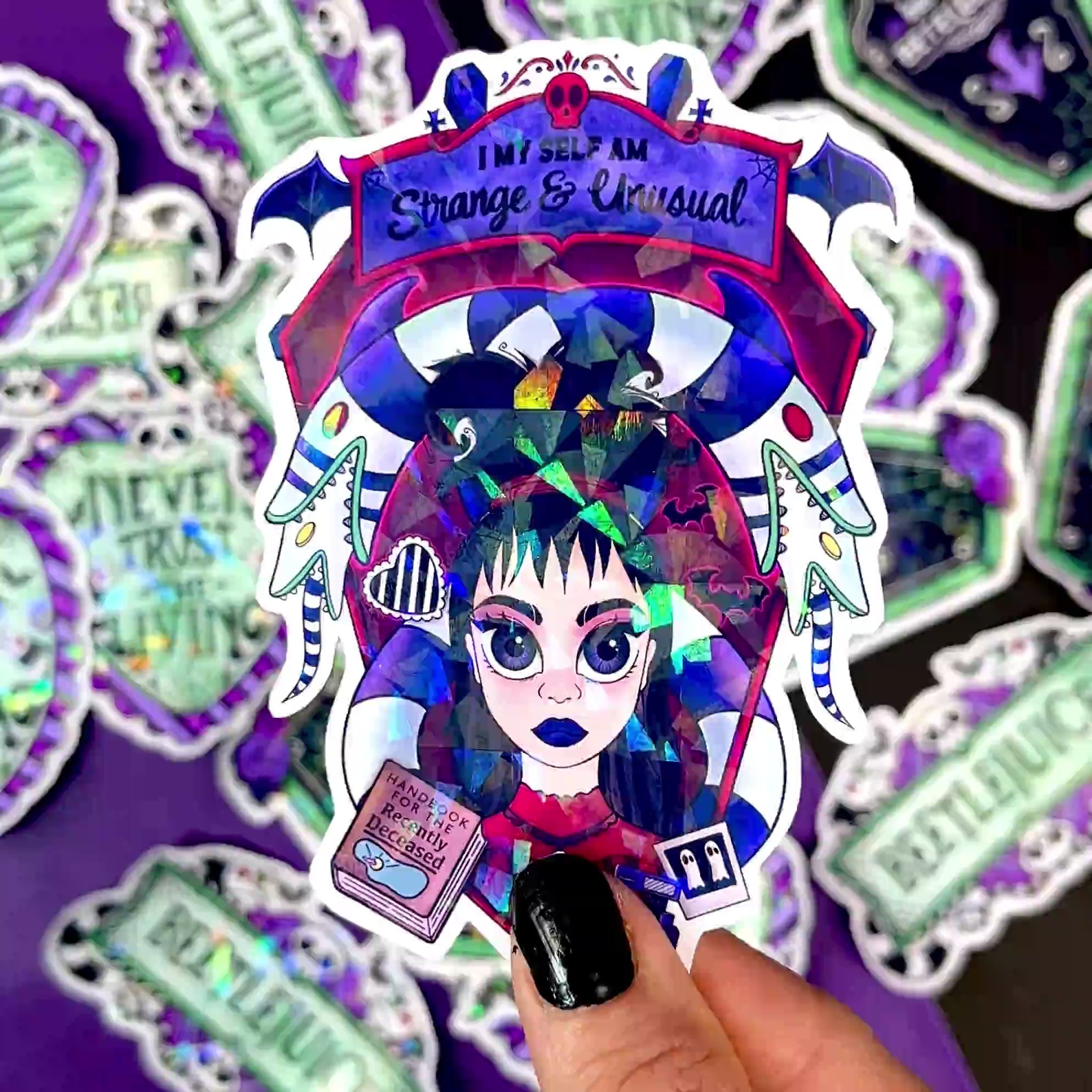Beetlejuice Lydia sticeker holográfico