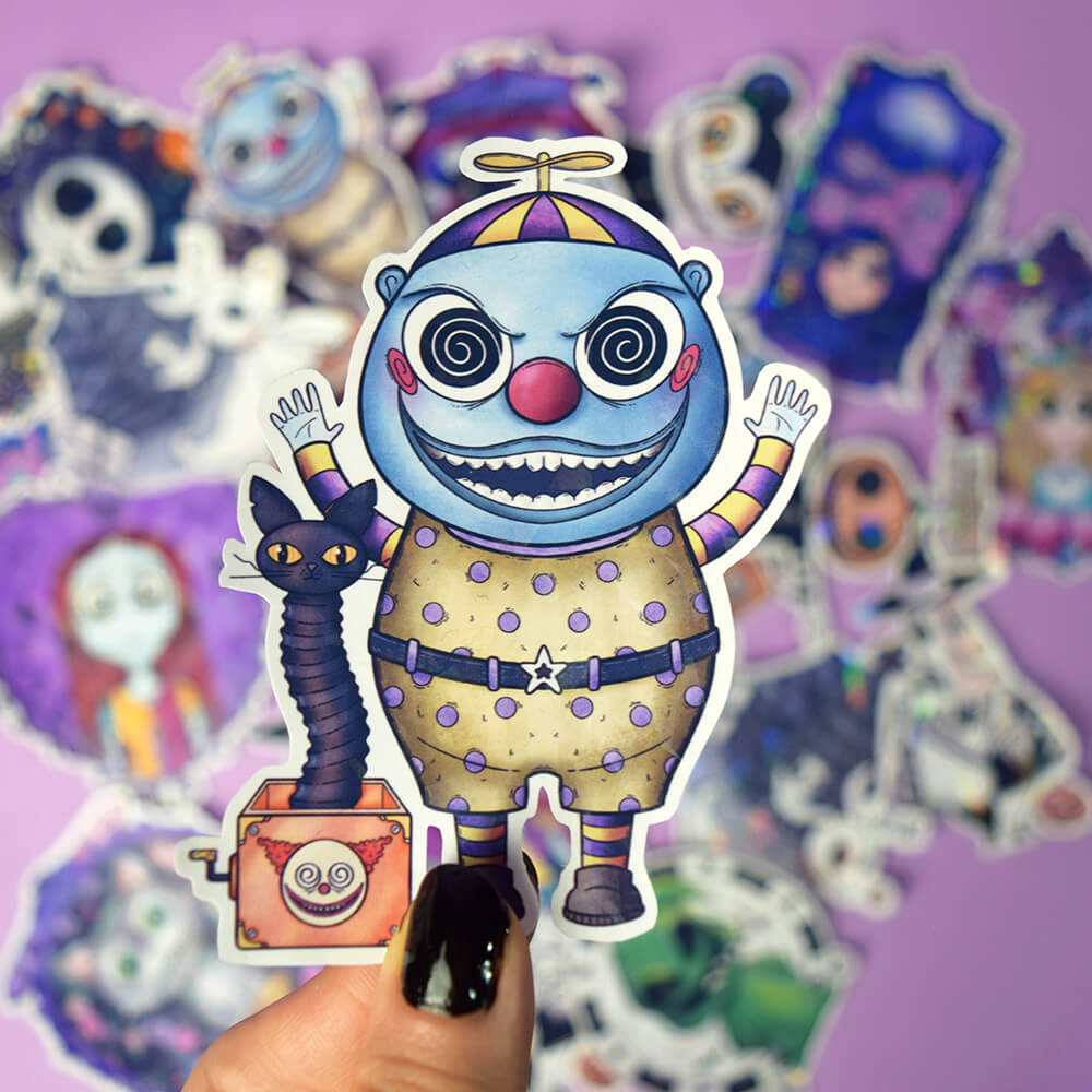 Clown the nightmare before christmas sticker holográfico