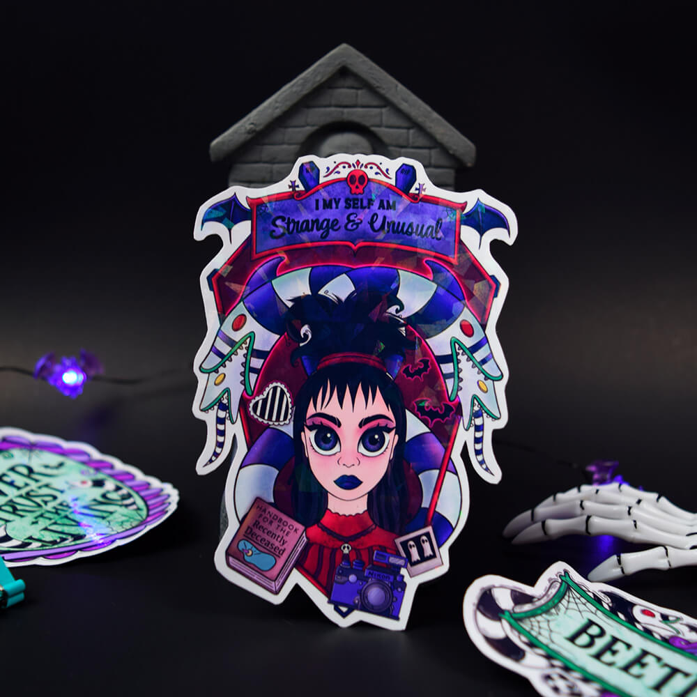 Lydia Deetz beetlejuice sticker holográfico
