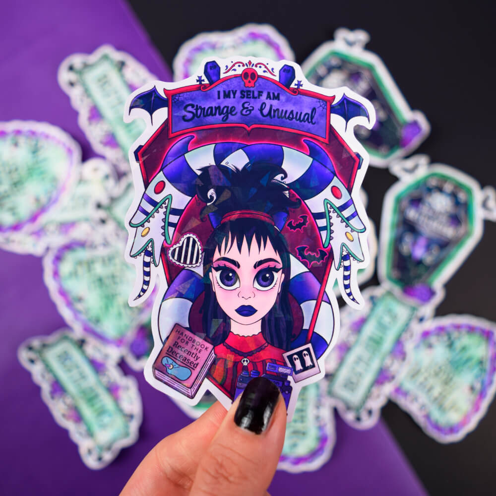 Lydia Deetz beetlejuice sticker holográfico
