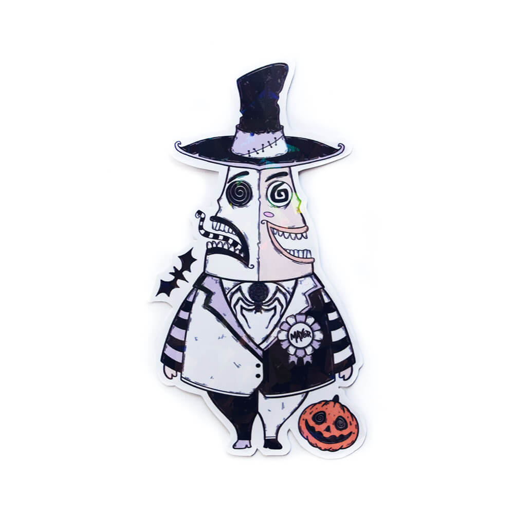 Alcalde de the nightmare before christmas sticker holográfico