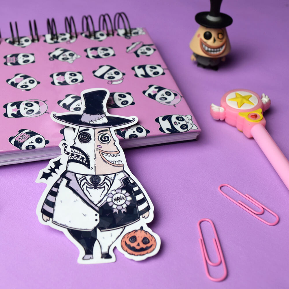 Alcalde de the nightmare before christmas sticker holográfico