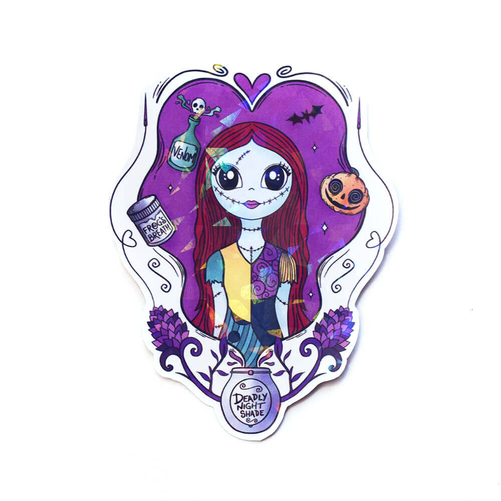 Sally the pumpkin queen sticker holográfico