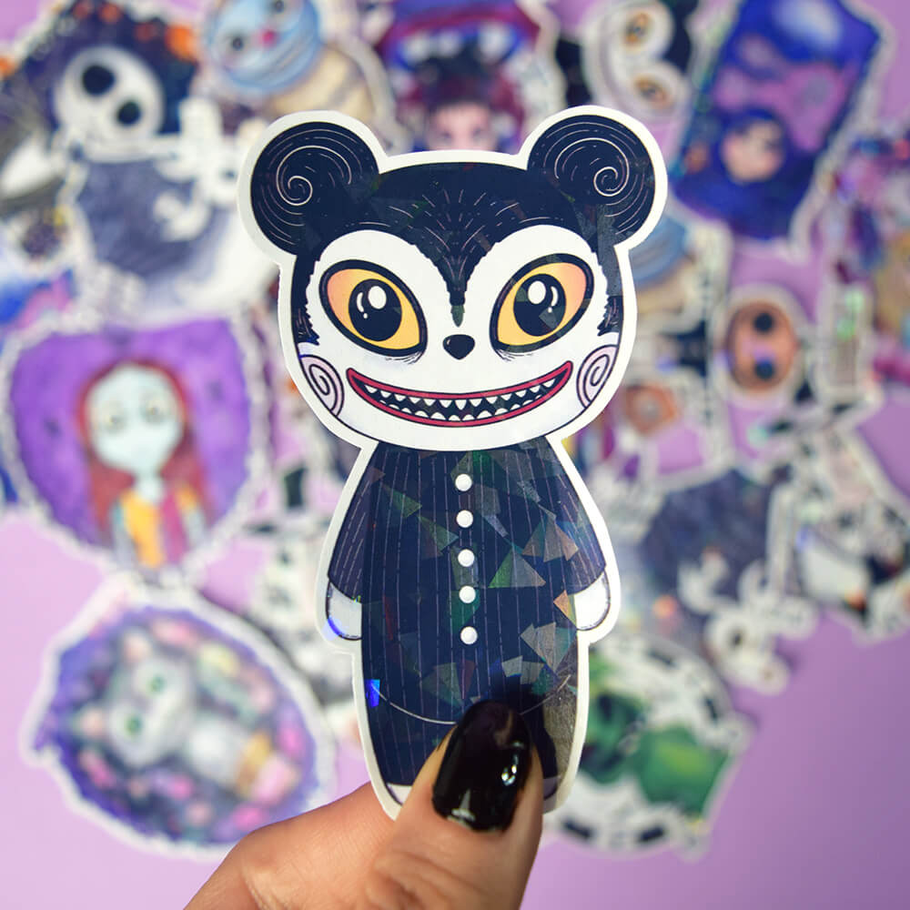 Vampire teddy the nightmare before christmas sticker holográfico