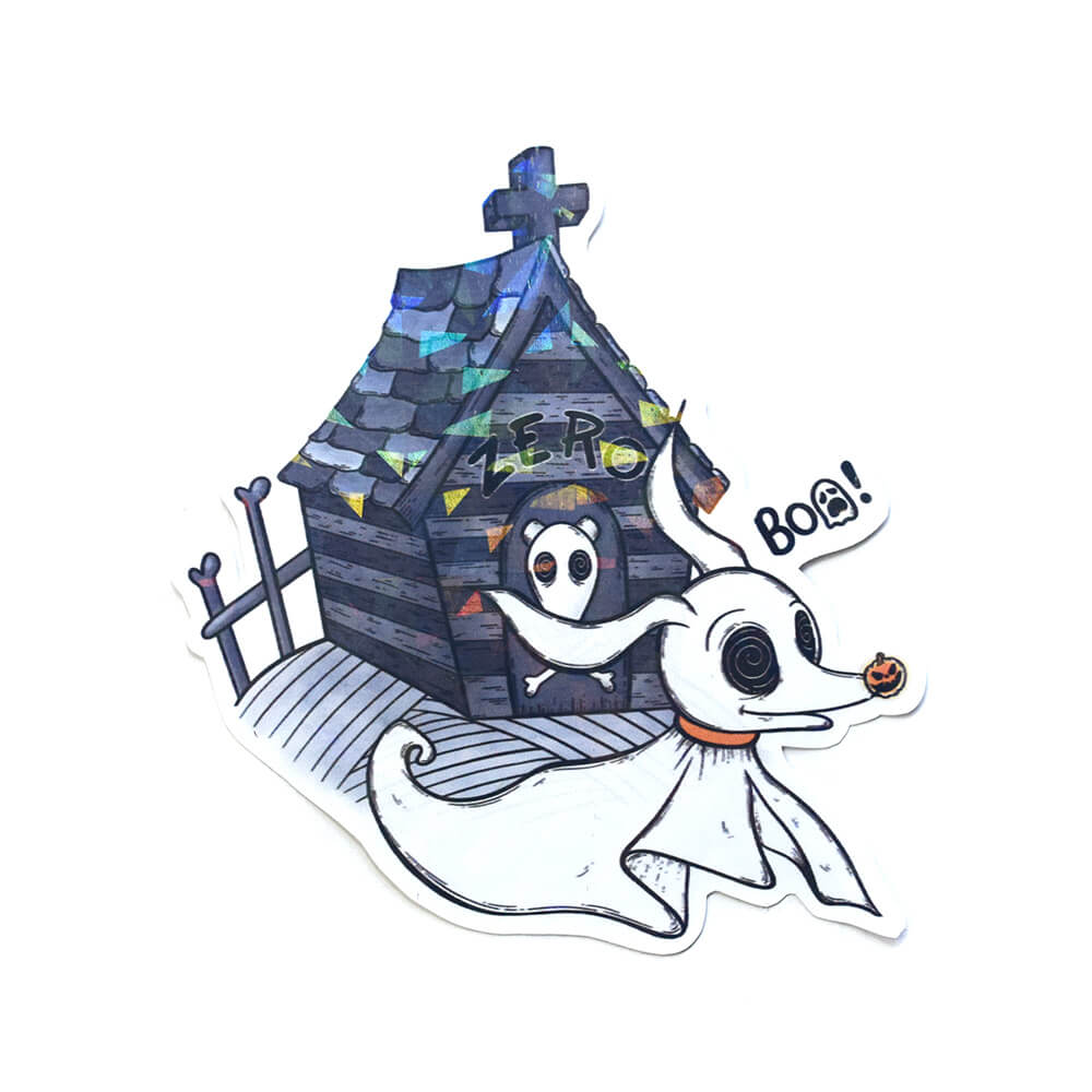 Zero the nightmare before christmas sticker holográfico