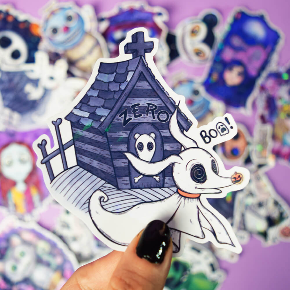 Zero the nightmare before christmas sticker holográfico