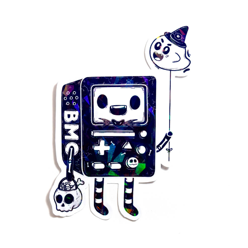 BMO hora de aventuras spooky sticker holográfico