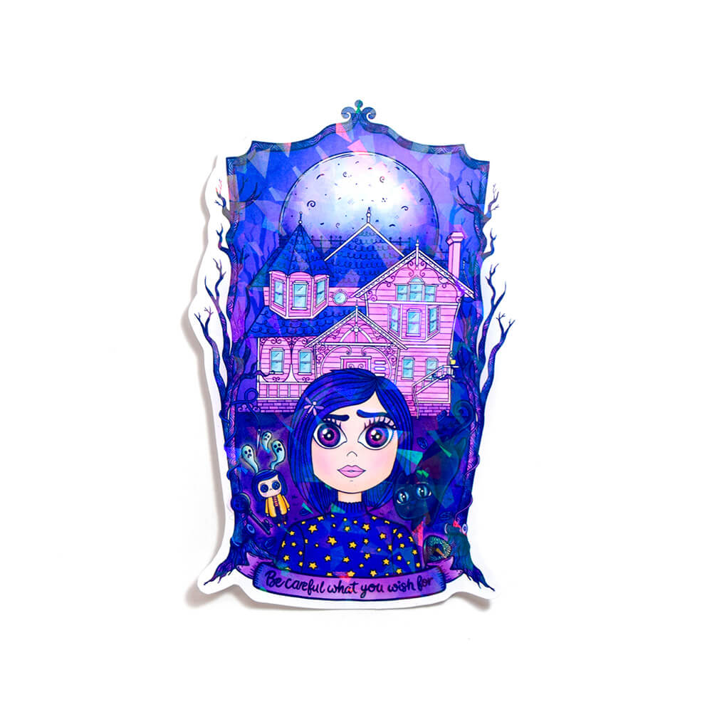 Coraline sticker holográfico