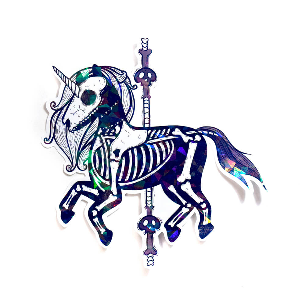 Dead horse spooky sticker holográfico