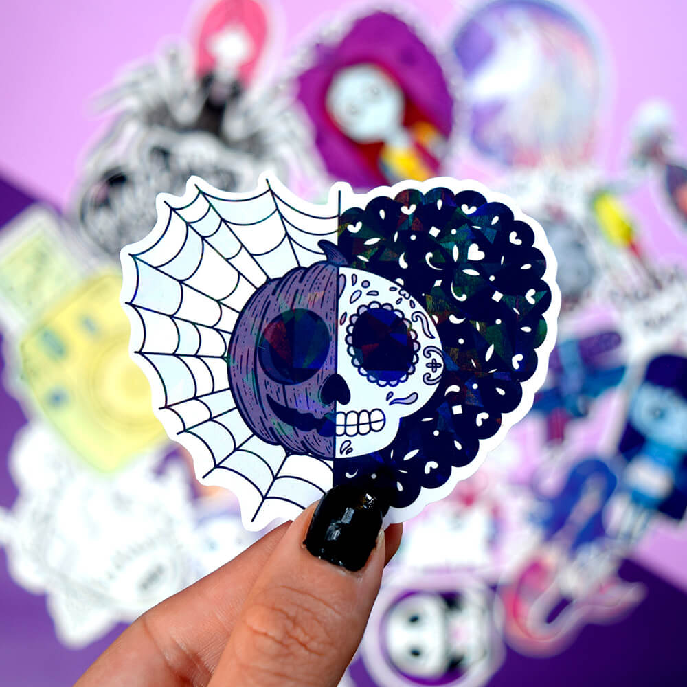 Día de muertos & Halloween sticker holográfico