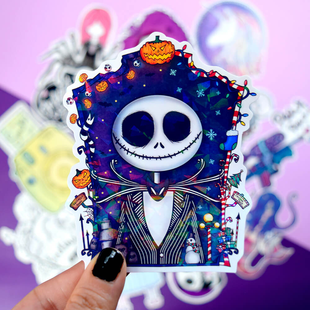 Jack skellington sticker holográfico