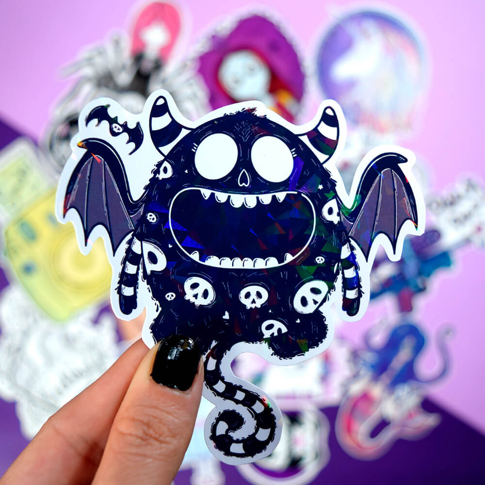 Skull monster sticker holográfico