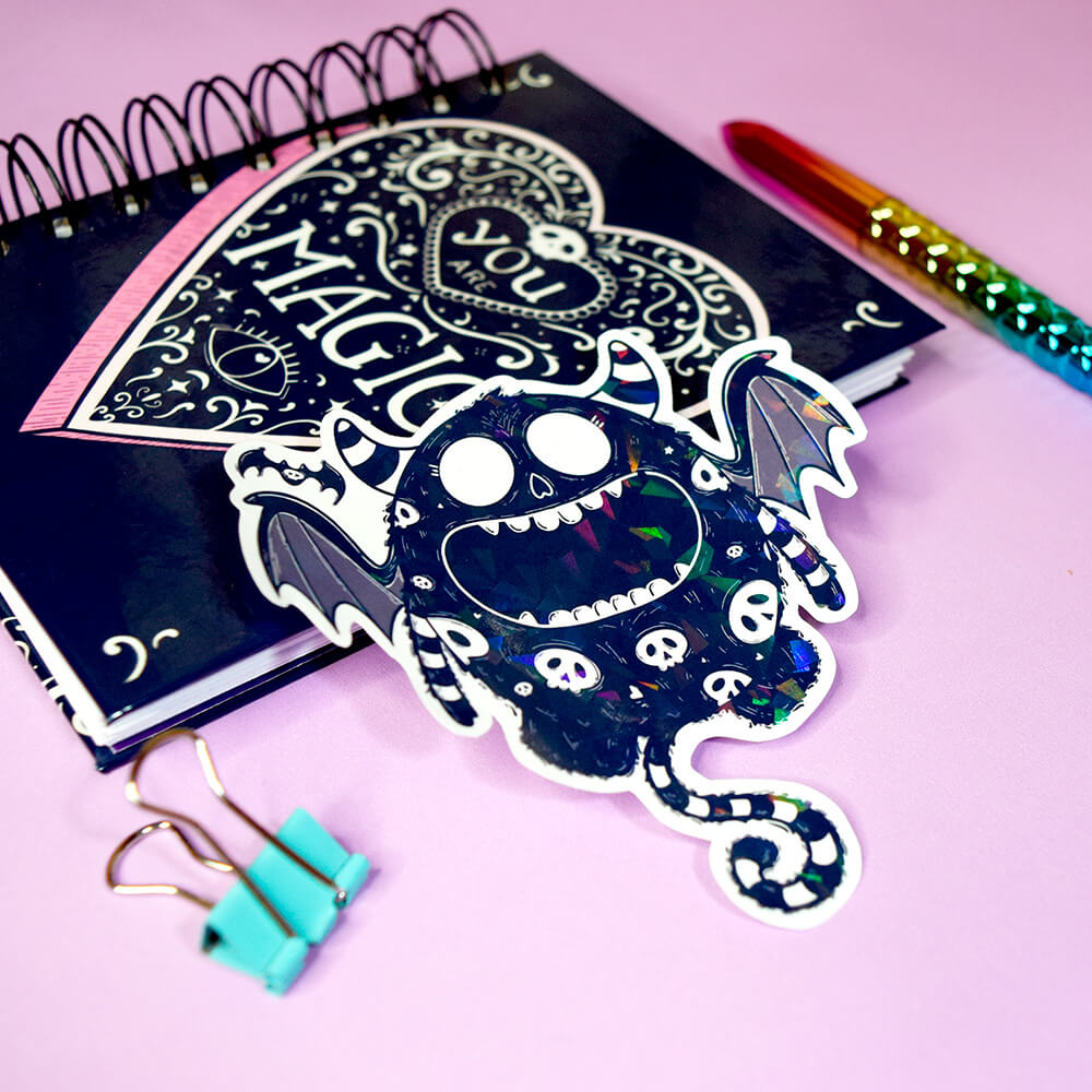 Skull monster sticker holográfico