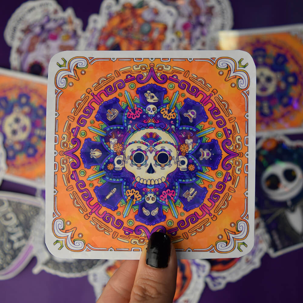 “Mictlán” — Día de Muertos sticker holográfico