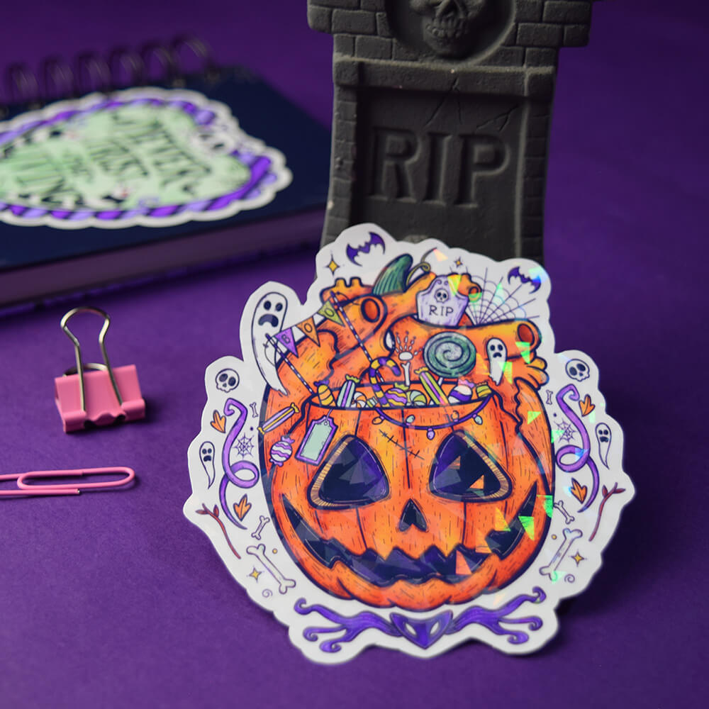 Halloween is coming sticker holográfico
